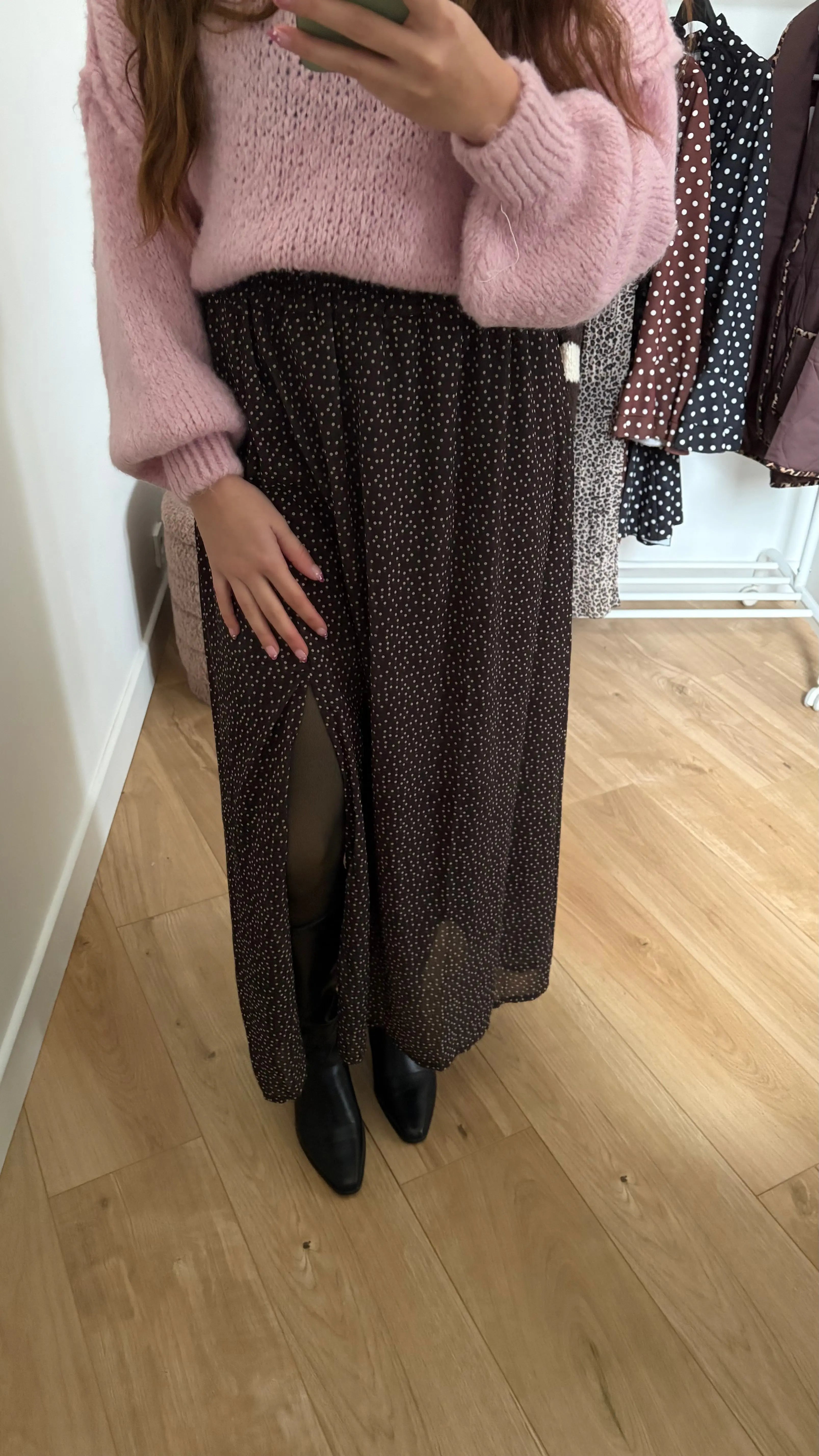 Jupe à fente à pois Simloé