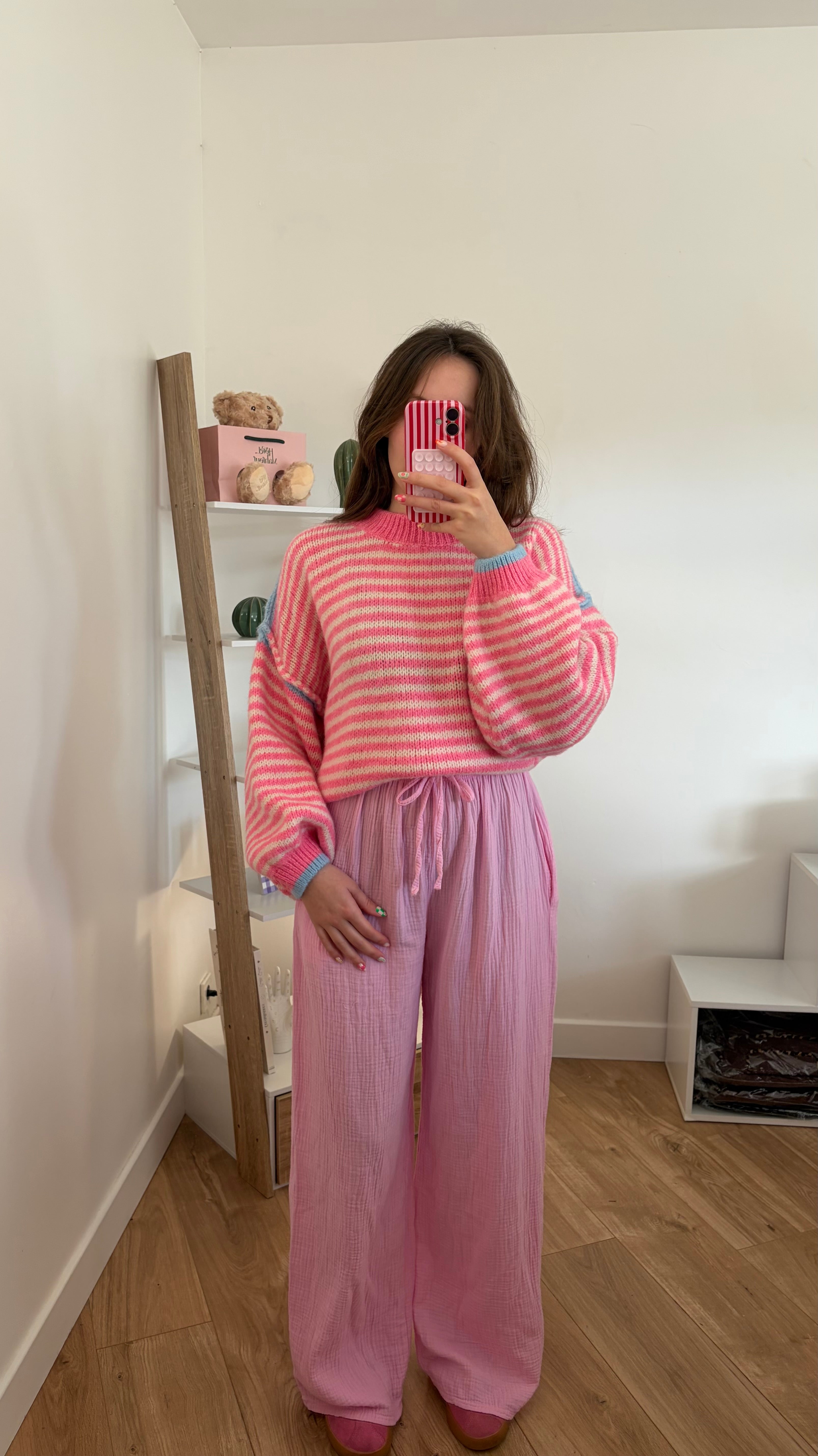 Pantalon rose en gaze de coton Simloé