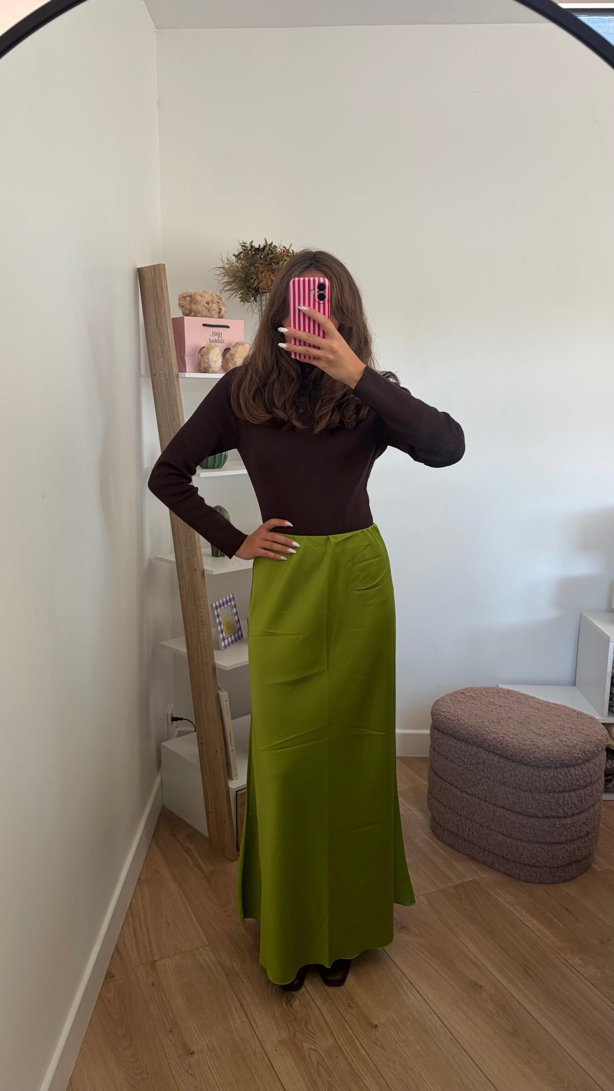 Jupe verte satinée Simloé