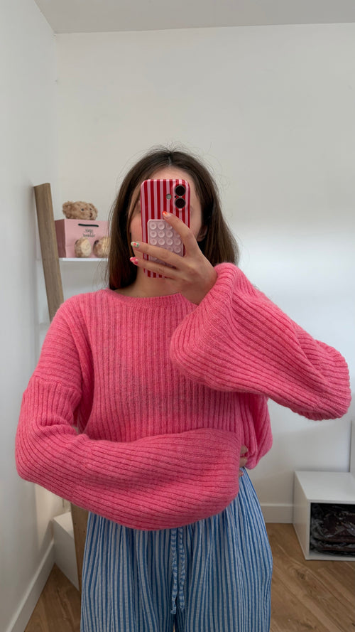 Pull rose à manches ballons Simloé