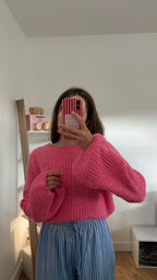 Pull rose à manches ballons Simloé