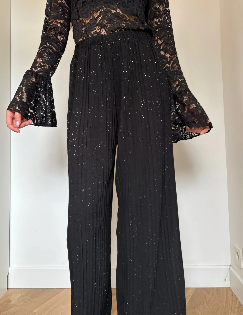 Pantalon plissé à paillettes Simloé