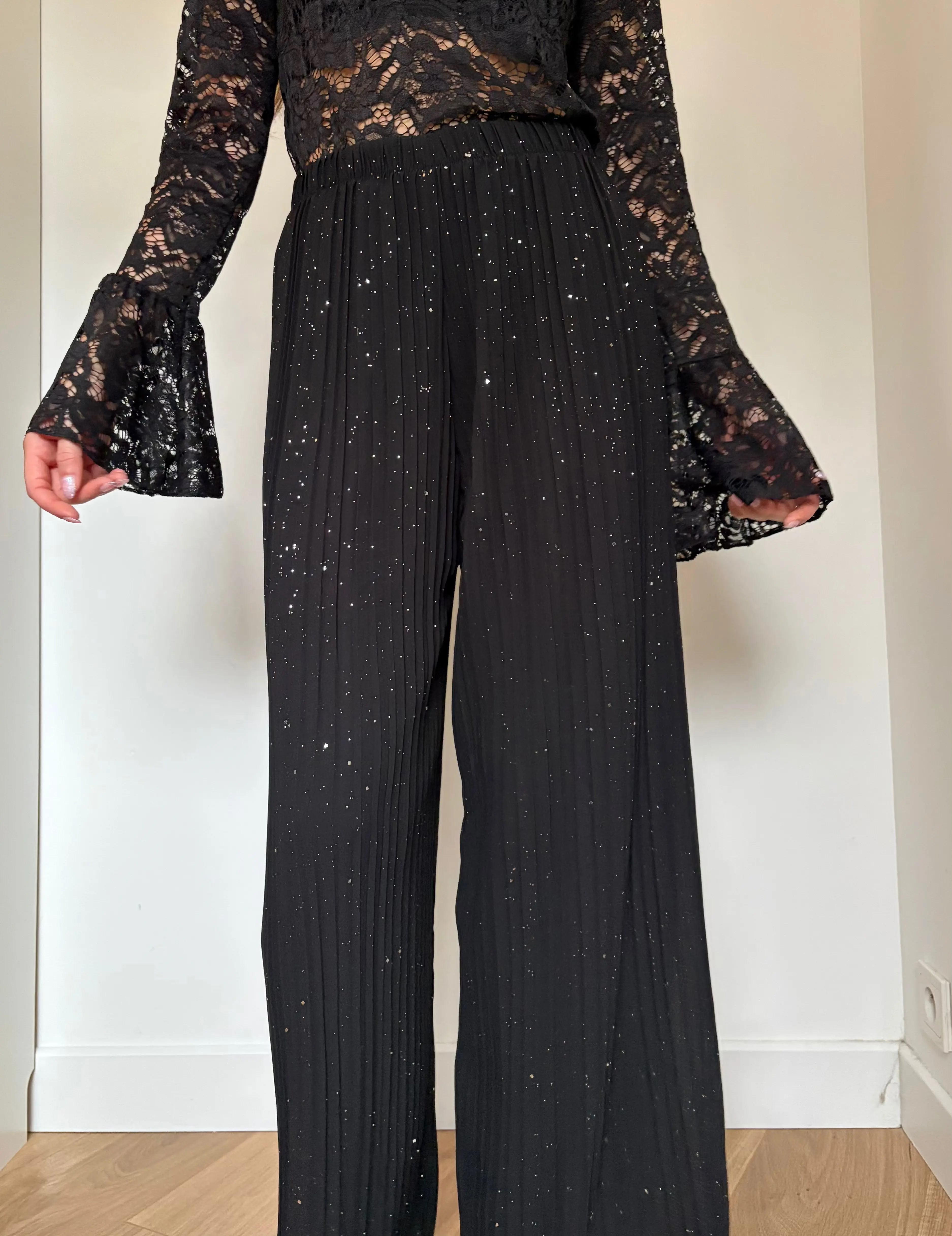 Pantalon plissé à paillettes Simloé